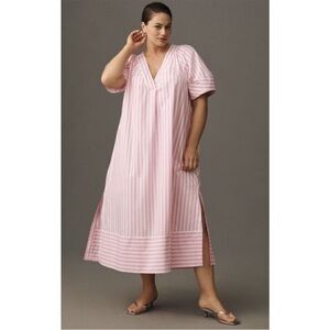 Maeve Anthropologie Puff Sleeve V neck  Midi Kaftan Dress